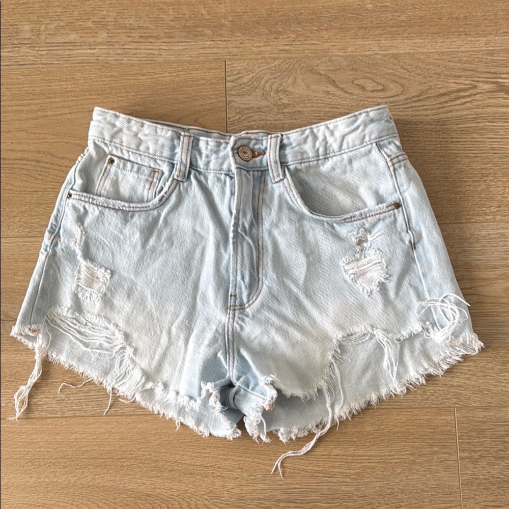 Zara Jean Shorts Denim High Waist Summer Light Wash